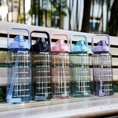 Motivational Time Marker Water Bottle with Straw – Leakproof Fitness Hydration Bottle