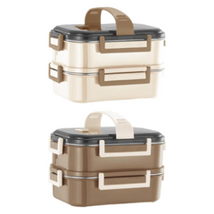 2-Tier Leakproof Lunch Box with Compartments & Handle – Portable Bento Food Storage Box