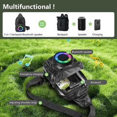 RGB LED Bluetooth Speaker Backpack – Gradient Light Music Bag for Outdoor Parties & Travel
