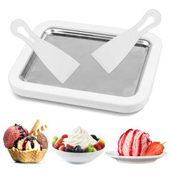 Rolled Ice Cream Maker Pan – DIY Frozen Yogurt & Dessert Plate with Scrapers