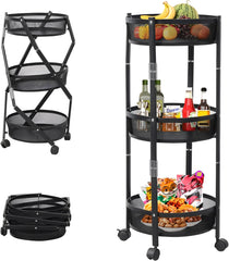 Buy 1 Rolling 3-Tier Storage Rack & Get 1 Salad Spinner FREE – Multi-Purpose Organizer