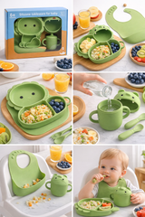 Baby Silicone Tableware Set (6+ Months) – BPA-Free Feeding Plate, Bowl & Cup