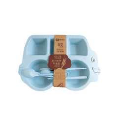 Cartoon Car-Shaped Baby Feeding Plate with Spoon & Fork – Multi-Compartment Design