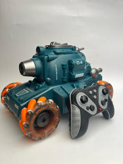 Electric RC Jelly Blaster Tank Toy for Kids – Smoke Effect, LED Wheels & 360° Rotation