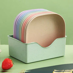 10-Piece Plastic Plates Set With Holder