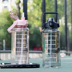 Motivational Time Marker Water Bottle with Straw – Leakproof Fitness Hydration Bottle