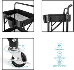 3-Tier Folding Kitchen Storage Trolley – Mobile Utility Rack for Home, Dining & Office Use