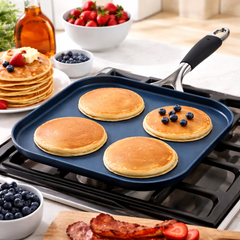 Square Non-Stick Griddle Pan with Induction Base | Premium Aluminum Grill Pan for Pancakes, Sandwiches & BBQ