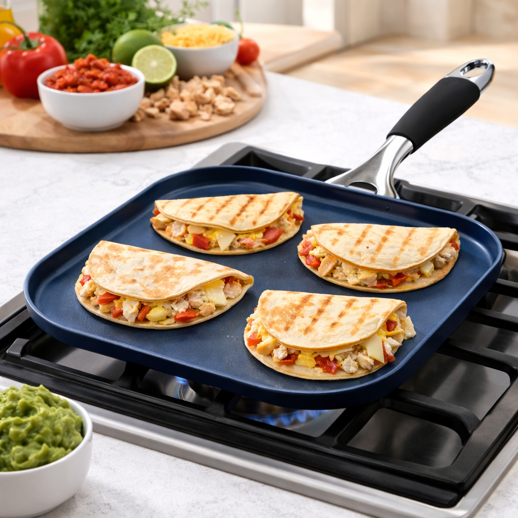 Square Non-Stick Griddle Pan with Induction Base | Premium Aluminum Grill Pan for Pancakes, Sandwiches & BBQ