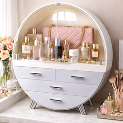 Luxury Cosmetic & Jewelry Organizer with Drawers | Dustproof Makeup Storage Box