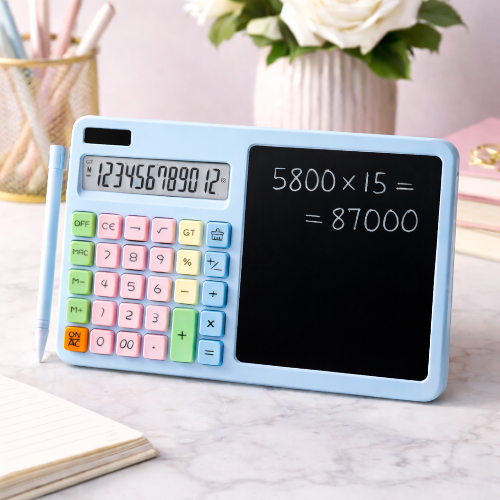 2-in-1 Calculator with LCD Writing Tablet – Portable Dual-Use Gadget