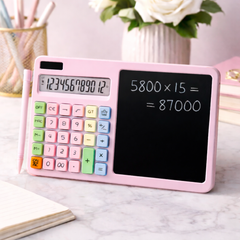 2-in-1 Calculator with LCD Writing Tablet – Portable Dual-Use Gadget