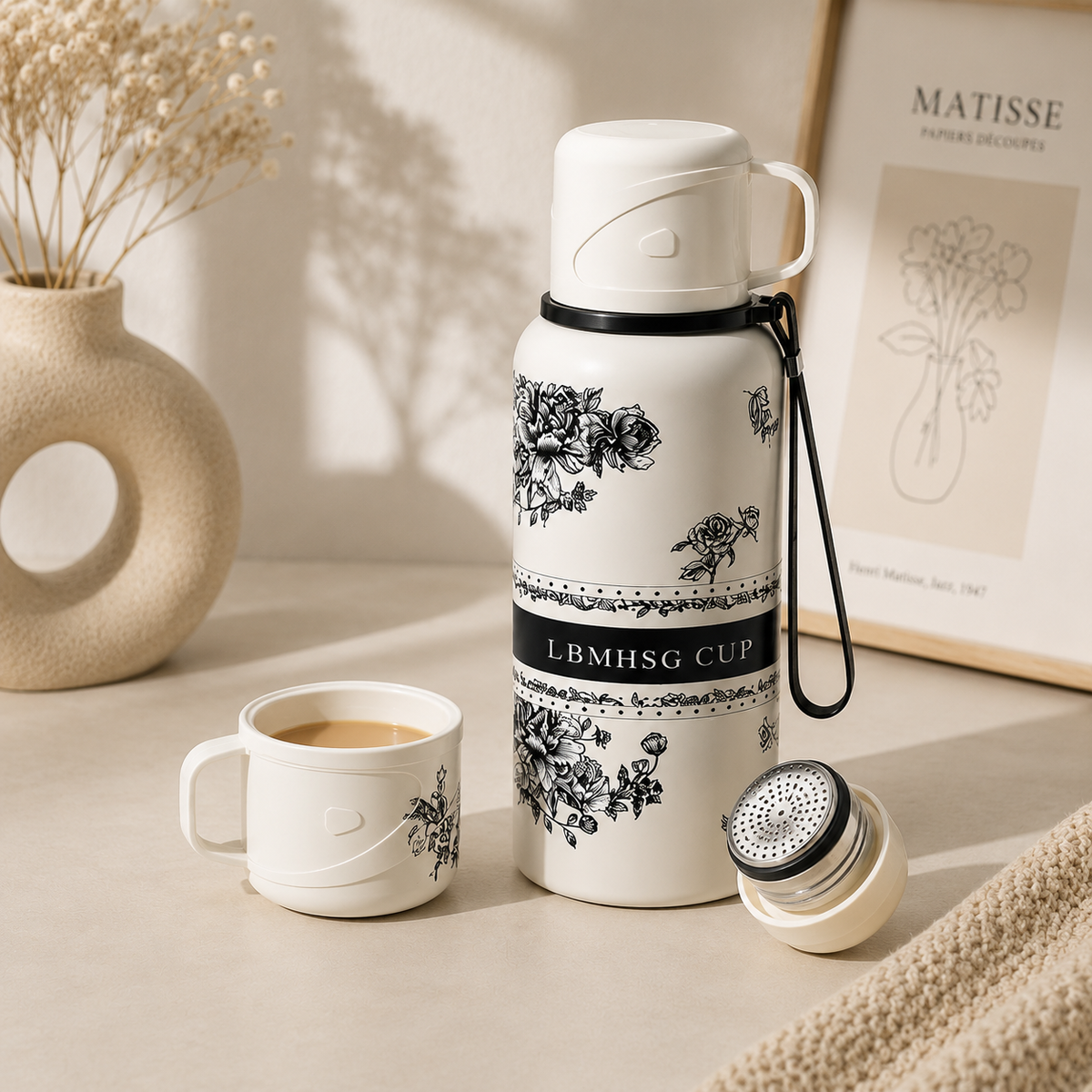ThermoSip 2-in-1 Vacuum Flask Bottle with Cup Lid