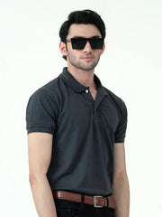 Grey Basic Polo Shirt For Men