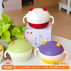 Cute Cartoon Baby Food Bowl with Dual Handles – Spill-Proof Design