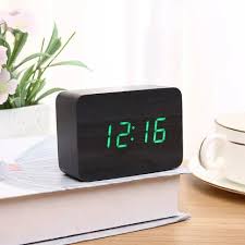 LED Wooden Digital Alarm Clock – Voice Control Table Clock