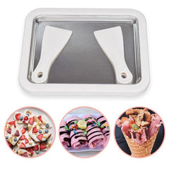 Rolled Ice Cream Maker Pan – DIY Frozen Yogurt & Dessert Plate with Scrapers