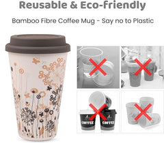 Eco-Friendly Bamboo Fiber Cup with Lid – Reusable Travel Mug, Lightweight & Durable