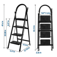 StepSmart Space-Saver Folding Ladder | 4-Step Heavy-Duty Foldable Step Ladder